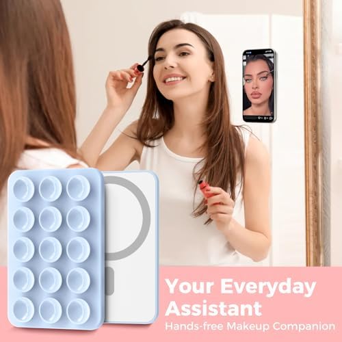 AHASTYLE Silicone Suction Phone Case Stand for iPhone 16/15/14/13/12 Series, Magnetic Suction Cup Phone Mount for iPhone MagSafe Phone Case, Mirror Shower Phone Holder, for TikTok Videos and Selfies – Enhanced Compatibility and Speed