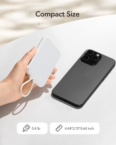 Charmast 10000 m Ah Slim Power Bank – 20 W Fast Charging Portable Charger with Removable Cable for i Phone & Android – Lightweight Hand-Free Battery Pack with Digital Display for Effortless Travel Convenience