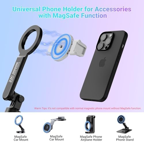 Versatile Magnetic Phone Clamp Holder for Effortless Mounting on Metal Surfaces – Mag Safe-Compatible Smartphone Tripod Adapter with Dual Cold Shoe Mounts and 1/4″ Screw for i Phone, Samsung Galaxy, Google Pixel – Ideal for Gym, Travel, and Photography