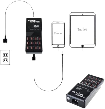 Max Lax 12-Port USB Charging Station – High-Speed 60 W Multi-Device Power Hub for Smartphones, Tablets & More – Optimal Efficiency with Universal Compatibility & Advanced Safety Features for Home, Office, or Travel