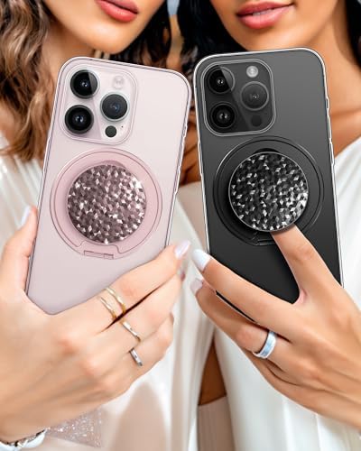 Glamour Pearl Magnetic Phone Grip Holder with Adjustable Kickstand – Ultimate Versatile Smartphone Accessory for i Phone, Android & Kindle – Secure Hands-Free Viewing & Stylish Design – Includes Magnetic Adapter for Effortless Compatibility and Enhanced Usability