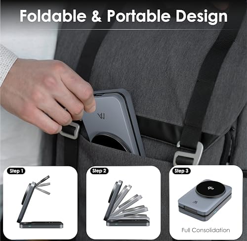 Ultimate 3-in-1 Mag Safe Qi2 Wireless Charging Station for i Phone, Apple Watch & Air Pods – Fast, Foldable & Stylish Power Hub for Modern Living