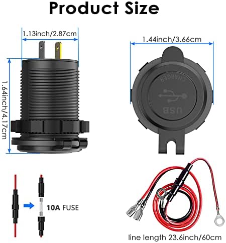 Ultimate 83 W 12 V USB Outlet Laptop Charger – Dual Fast Charge 65 W USB-C PD3.0 & 18 W QC3.0 Ports – Waterproof Multi-Car Socket with Energy-Saving Power Switch – Ideal for Cars, Boats, RVs, Trucks, and More – Unmatched Compatibility & Speed for All Devices
