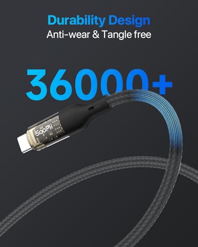 Transform Your Charging Setup with SOOPII 240 W USB C to USB C Cable – 10 ft Durable Power Cable Featuring LED Display for Fast Charging Mac Book Pro, i Phone 16/15 Pro Max, Galaxy S23 Ultra & More – High-Performance, Versatile Design for All Devices