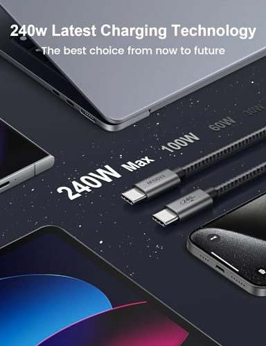 High-Performance XAOSUN 16 FT USB C to USB C Cable – PD3.1 240 W Fast Charging for i Phone, Mac Book & Samsung Galaxy – Unmatched Durability & Flexibility for Ultimate Connectivity