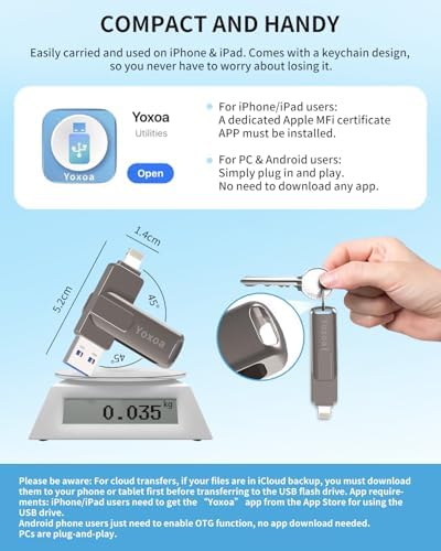 Unlock Ultimate Storage: MFi Certified 512 GB Flash Drive for i Phone & i Pad – High-Speed Data Transfer & Backup Solution for i OS, Android, and PC (Sleek Silver) – Effortless File Sharing & Memory Expansion