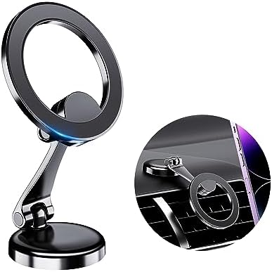 PROfezzion Magnetic Car Phone Mount for i Phone 15/14/13/12 Series – Advanced 2 x 180° Folding Arms & 360° Rotation, Enhanced Grip with Upgraded Super Magnets, Secure 3 M VHB Adhesive – Ultimate Hands-Free Solution for Safe Navigation and Enhanced Driving Experience