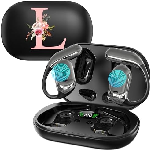 Floral Initial Personalized Wireless Earbuds with Advanced AI Language Translation – Premium Noise Cancelling Bluetooth Headphones for Stylish Communication – Ideal Mother’s Day Gift for Tech Enthusiasts and Culture Lovers