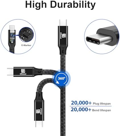 Ultra-Fast USB C to C Cable 6.6 ft – 240 W Power Delivery, 40 Gbps Data Transfer & 8 K HD Display Support for Thunderbolt 3/4, Mac Book Pro & Type-C Devices – Premium Durability & Versatility for Seamless Connectivity