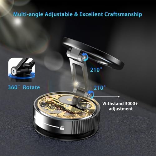 360° Rotation Vacuum Magnetic Phone Holder for Car, Strong Magnetic Suction Cup Phone Mount, Dual-Axis Adjustable Arm Phone Stand for iPhones 12-16 Series & All Smartphones – Enhanced Compatibility and Speed