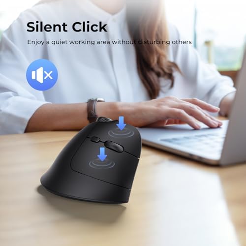 seenda Purple Ergonomic Vertical Wireless Mouse – Rechargeable Dual Bluetooth & USB Connectivity, Multi-Device Compatible with Quiet Clicks & Volume Control Knob for Windows, Mac, PC & Laptop – Comfort & Style Combined