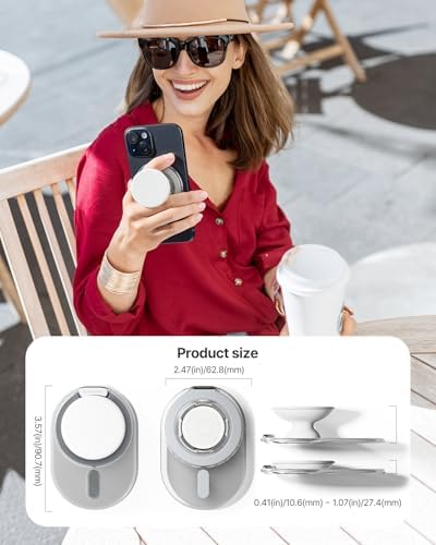 Maximize Your Smartphone Utility with the Sinjimoru Mag Safe-Compatible Phone Grip Stand – 3000 G Kickstand for i Phone 12 to 16, Includes Adaptor Ring for Effortless Hands-Free Use, Stylish Clear Black Design for Modern Aesthetics