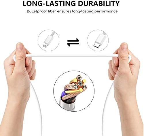 Premium Apple MFi Certified 3-Pack i Phone Charger Set with PD Type C Quick Wall Block and 6 FT Fast Charging USB C to Lightning Cable – Ultimate Speed and Compatibility for i Phone 14/13/12/Pro/Max/11/XR/SE 2022 and i Pads, Perfect for Home or Travel Use