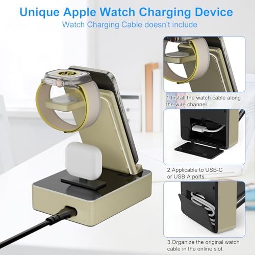 Power Up Your Workspace with the 100 W Aluminum Alloy 8-in-1 Wireless Charging Station – Fast USB-C Dock for i Phone, i Watch & Air Pods Pro – Sleek, Durable Design for Multi-Device Efficiency