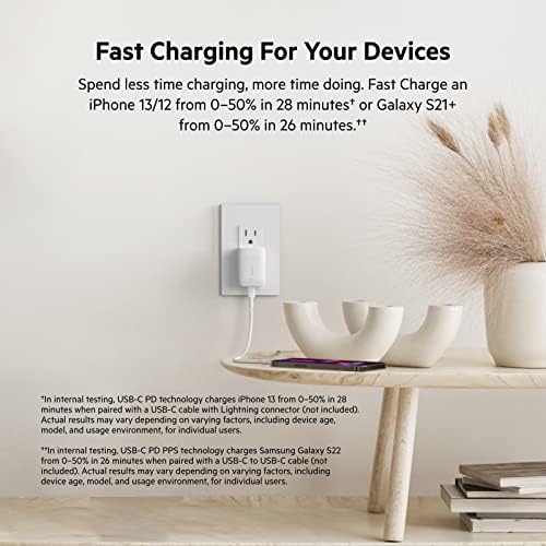 Belkin 30 W USB-C Fast Charger Block – Universal Compatibility for i Phone 16 Series, Galaxy S25, i Pad & More – Compact Design with Overcharge Protection for Travel Efficiency and Reliable Performance