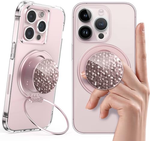 Glamour Pearl Magnetic Phone Grip Holder with Adjustable Kickstand – Ultimate Versatile Smartphone Accessory for i Phone, Android & Kindle – Secure Hands-Free Viewing & Stylish Design – Includes Magnetic Adapter for Effortless Compatibility and Enhanced Usability