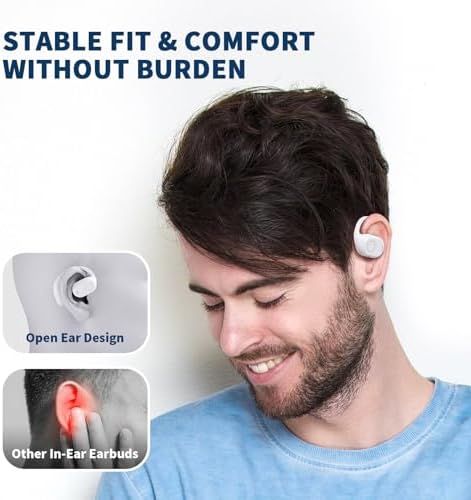 PSIER Wireless Sports Earbuds with Bluetooth 5.3 – Open Ear Headphones Featuring Digital Display Charging Case, 40 Hours Playtime, and Ergonomic Earhooks for Ultimate Comfort During Running, Walking, and Workouts – Enhance Your Audio Experience While Staying Aware of Surroundings