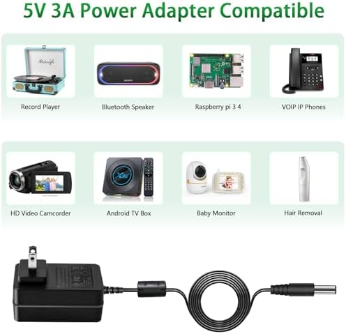 Versatile 5 V 3 A AC to DC Power Supply Adapter – Reliable High-Performance Charger for Electronic Devices, Ideal for LED Strips and Raspberry Pi – Global Compatibility with 100-240 V Input, Compact Design, and Built-in Overvoltage Protection for Fast, Safe Charging Solutions
