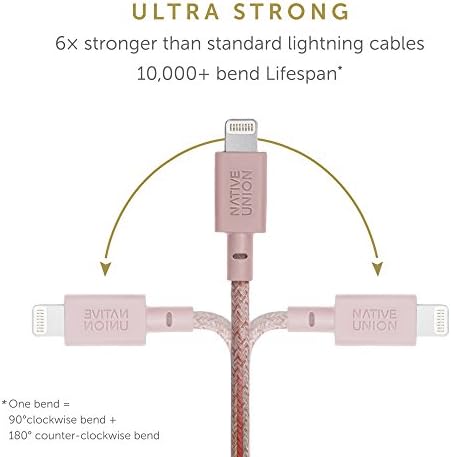 Native Union Belt Cable XL – 10 ft Reinforced Lightning to USB Charging Cable with Leather Strap – MFi Certified for i Phone 14, 13, 12, & Earlier Models – Premium Durability Meets Elegant Convenience – Ideal for Home, Office, and Travel