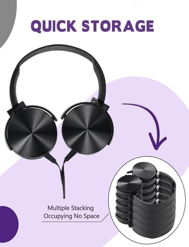 Classroom Audio Excellence: 10-Pack Durable Wired Headphones for Students – Adjustable Comfort, Enhanced Device Compatibility, Lightweight Design for Effortless Portability, Ideal for Group Learning and Focused Study Sessions