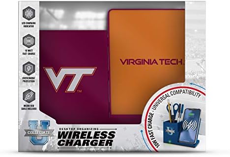 NCAA Unisex Fast Wireless Charging Stand & Desk Organizer – Stylish Multi-Device Charger for Sports Enthusiasts, Efficient Workspace Solution with Built-in Accessory Compartments