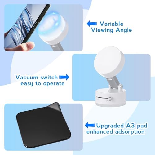 Kingdder Vacuum Magnetic Suction Phone Holder Updated 360° Rotatable and Foldable Magnetic Phone Mount Stand for Car, Gym – Enhanced Compatibility and Speed