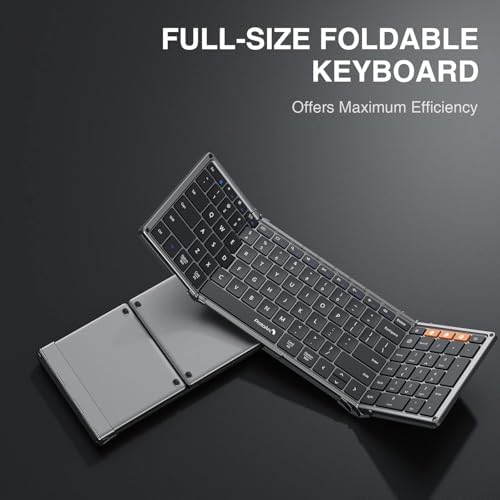 Portable Full-Size Proto Arc Bluetooth Keyboard XK01 – Foldable Wireless Keyboard with Numeric Keypad for i Pad, Tablets, Smartphones, and Laptops – Rechargeable Multi-Device Solution for Windows, i OS & Android – Ultimate Travel Companion for On-the-Go Professionals
