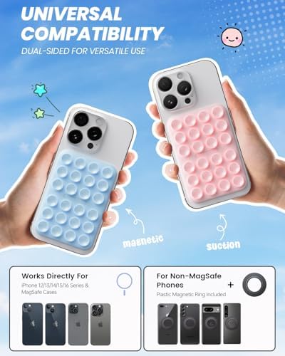 Klearlook Magnetic Suction Phone Mount Set – 4 Stylish Colors for Mag Safe Cases, Hands-Free Selfie Grip for Tik Tok & Content Creators, Lightweight & Portable, Secure Magnetic Attachment for Effortless Video Recording and Photography