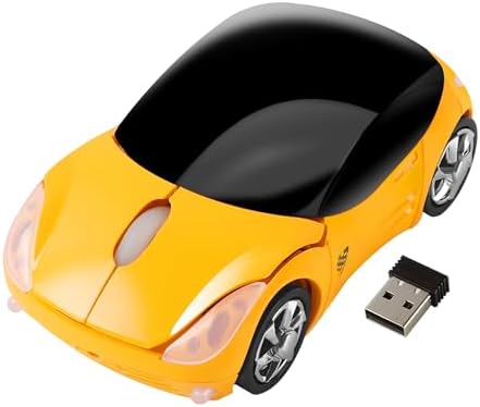 Sporty Pink Wireless Car-Shaped Optical Mouse – Portable 1600 DPI Mini Wireless Mice with USB Receiver for Laptop & Desktop – Ergonomic Design for Travel & Home Use – Unique Gift Idea for Tech Lovers