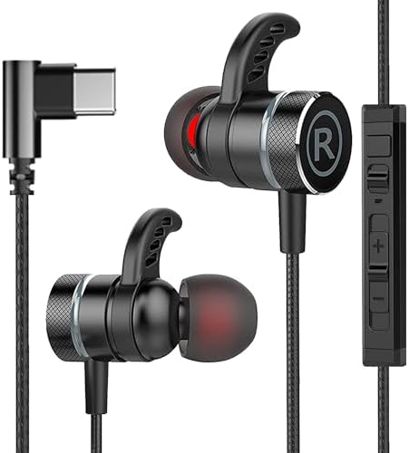High-Fidelity USB C Wired In-Ear Earbuds with Deep Bass & Dual Audio Drivers – Crystal Clear Sound for i Phone 15 Pro Max, Galaxy S23/S22/S21, Pixel 7/6/5 – In-Line Microphone with Volume Control for Effortless Calls – Lightweight Ergonomic Design for Extended Comfort – Perfect Compatibility for Today’s Devices and Uninterrupted Listening