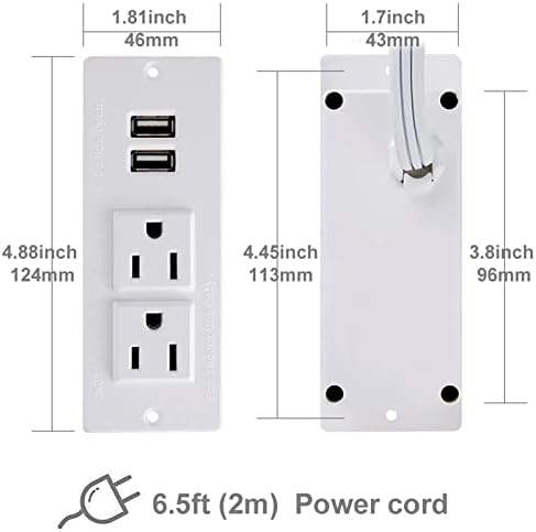 Recessed USB C Power Station for Fast Charging: 2 Outlets & 2 USB Ports (PD20 W & QC18 W) – Space-Saving Desktop Power Strip with Flat Plug for Easy Mounting on Desks, Sofas, Cabinets, and Nightstands (Sleek Black Finish) – Optimal Power Supply Solution for Home & Office Use