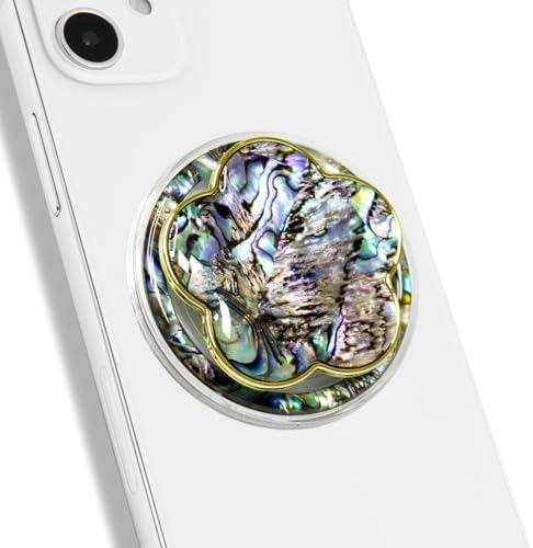 Chic Mother of Pearl Daisy Floral Phone Grip & Stand – Stylish Magnetic Phone Holder for Secure One-Handed Use and Hands-Free Viewing (Crème) – Ideal Floral Accessory for Enhanced Mobile Experience and Compatibility with Mag Safe Devices