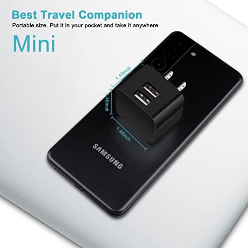 Compact USB Wall Charger 2 Pack – Low Profile Right Angle Plug Adapter for Quick Charging of i Phone 16/15/14/13/12/11 Max, i Pad Pro, Mini & Air, Samsung, Pixel – Enhanced Device Compatibility & Space-Saving Design