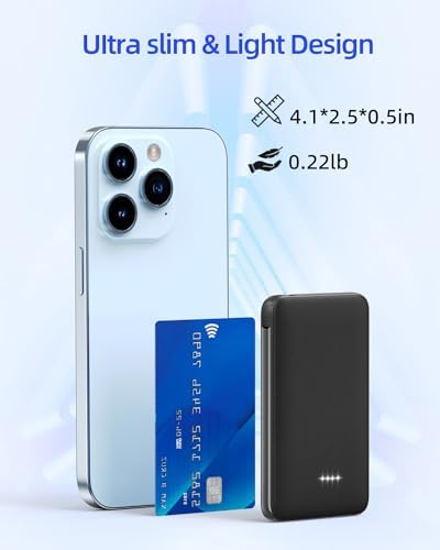 Ultra-Slim 6000 m Ah Portable Charger with Built-In Cable – Fast Charging Power Bank for i Phone 14/14 Pro Max/13/12 Pro/11/XR/X/8 – Lightweight Travel Companion for Ultimate Device Power on the Go