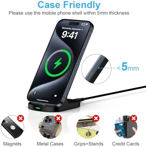 15 W Fast Wireless Charging Stand for Google Pixel & Samsung Galaxy – Sleek Qi Wireless Charger with Smart Tech for Rapid Power Delivery and Enhanced Compatibility – Ideal for Busy Lifestyles