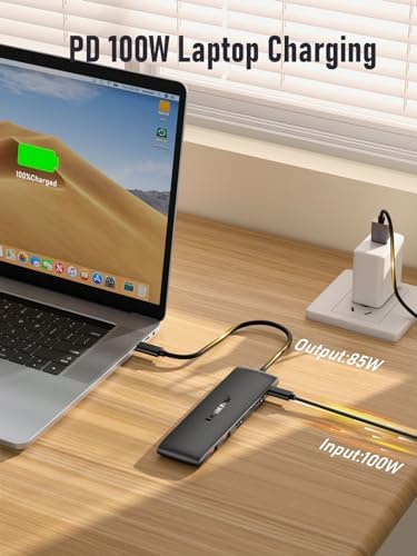 Elevate Your Productivity with the Lemorele 6-in-1 Dual Monitor Docking Station – Ultimate USB C Hub Adapter Featuring Dual 4 K HDMI, Lightning-Fast 5 Gbps USB 3.0 Ports, and 100 W Power Delivery for Laptops like Dell, Lenovo, HP, Mac Book, and Surface – Effortless Plug and Play Connectivity for a Streamlined Workspace Experience