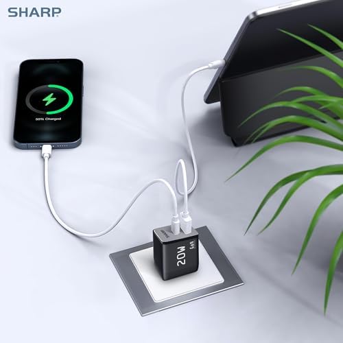 Powerful 20 W Dual-Port USB C Charger with Ga N Technology – Compact, Foldable, and Travel-Ready for i Phone 15 Series, i Pad Pro, and Air Pods – Versatile Fast Charging Solution with Enhanced Compatibility and Efficient Performance