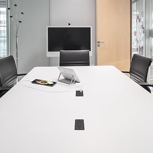Transform Your Space with HHSOET 5-in-1 Recessed Power Strip – Flat Plug Design Featuring 20 W Fast Charging, 2 AC Outlets, 3 USB Ports (Including USB-C), and 6 ft Power Cord for Effortless Connectivity in Home Offices and Conference Rooms – Elevate Your Charging Efficiency and Aesthetic Appeal