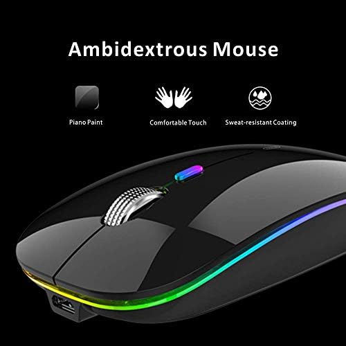 Uiosmuph G12 Slim Rechargeable LED Wireless Silent Mouse – Ultra-Portable USB Optical Computer Accessory with Type C Adapter for Seamless Compatibility and Noise-Free Operation in Blackish Green