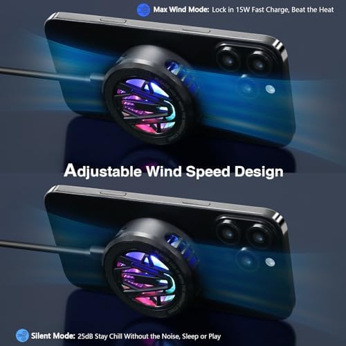 Maledan Advanced Magnetic Wireless Charger with Cooling Technology – 15 W Qi2 Fast Charging Pad for i Phone & Samsung Galaxy – Enhanced Performance Cooling Fan for Gaming & Streaming, Silent Operation, and Unmatched Durability – Ultimate Solution for Overheating Prevention and Optimal Device Health