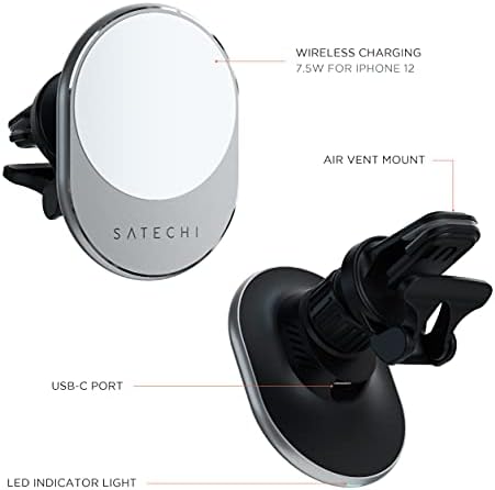 Satechi Magnetic Wireless Car Charger for i Phone – Qi 7.5 W Air Vent Mount for i Phone 16 & 15 Series – Effortless Fast Charging and Hands-Free Navigation Accessory for Ultimate Driving Convenience