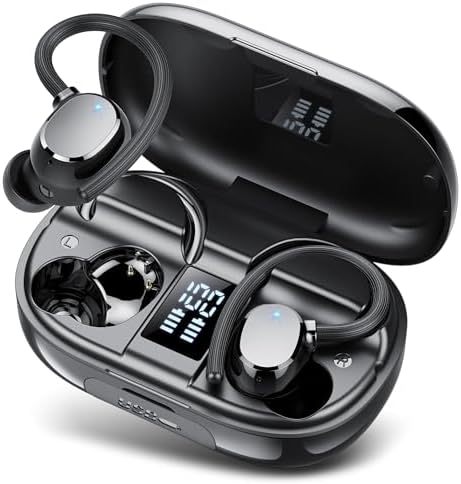 Revolutionary Bluetooth 5.3 Sports Earbuds 2025 – 128-Hour Playtime, Enhanced Dynamic Bass, IP7 Waterproof Protection, and Secure Earhook Design for Optimal Performance in Gym Workouts, Running, and Outdoor Activities – LED Battery Indicator for Effortless Monitoring, Perfect for Athletes and Music Lovers