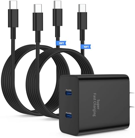 45 W Samsung Super Fast Charger Duo with 10 ft USB C to C Cable – Ultimate Charging Solution for Galaxy S25/S24/S23/S22 Series and Note 20/10 – Enhanced Speed, Versatile Use, and Durable Design for Everyday Convenience
