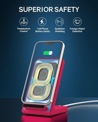Joy Geek Fast Wireless Charging Stand for i Phone 15/14/13/12 & Samsung Galaxy S23/S22/S21 – Universal Compatibility, Sleek Design, and Enhanced Safety Features – Includes Adapter for Optimal Charging Speed and Case-Friendly Use