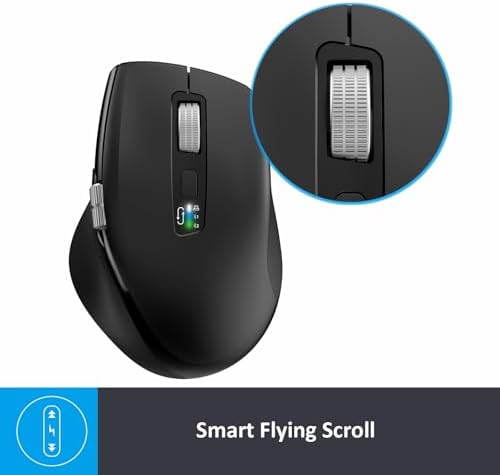 Ergonomic Wireless Bluetooth Mouse with Smart Flying Scroll and Silent Operation – Multi-Device Compatible Mice for Laptop, Computer, i Pad, Tablet, and Mac Book in Sleek Black for Enhanced Productivity and Comfort