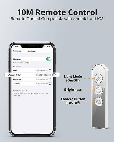 Phone Stand for Recording, Overhead Phone Mount with Light, Selfie Stand,Portable,Extendable,360° Rotate,Adjustable,Wireless Remote,Rechargeable, for 3.5-6.9″ Phones, Live Streaming, White – Enhanced Compatibility and Speed