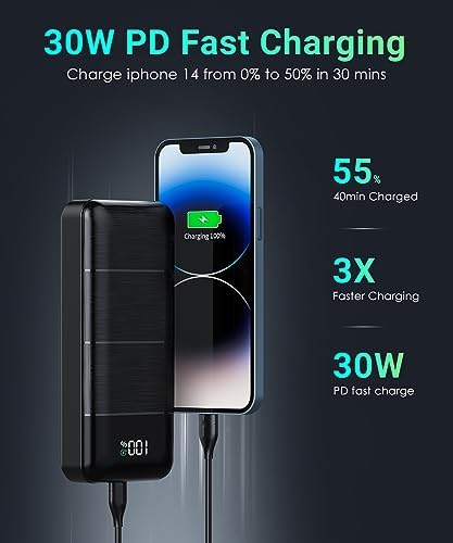 High-Capacity 32000 m Ah Portable Power Bank with Fast 5 V/3 A Charging – LED Display for Real-Time Monitoring, Sleek Black Design, Ideal for Smartphones and USB Devices – Ultimate Reliability for Travel and Daily Use