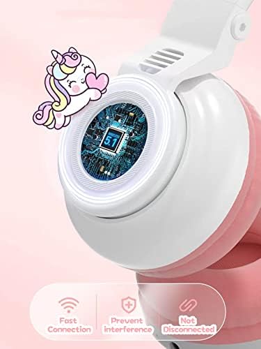 Magical Pink Unicorn Wireless Headphones for Kids – Foldable Over-Ear Design with Built-In Microphone, Volume Limiting for Hearing Safety & Universal Compatibility – Ideal Gift for Unicorn Enthusiasts on Birthdays or Holidays