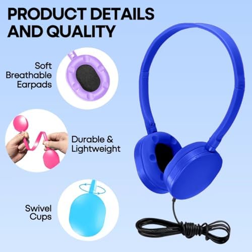 Bulk Headphones for Kids 12 Pack – Premium Wired Earphones with Superior HD Sound Quality for Classroom Learning and Play, Mixed Colors for Inclusive Use, Compatible with 3.5 mm Devices – Essential Audio Gear for Educational Environments