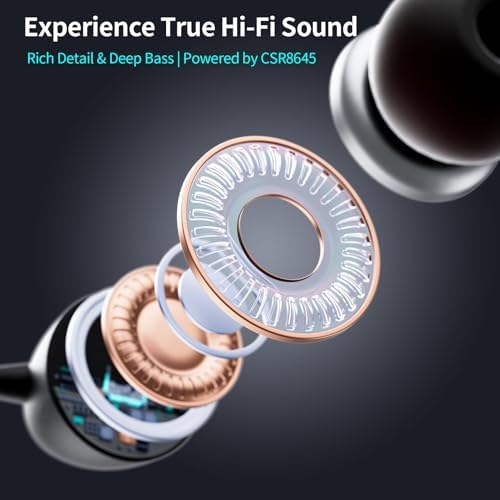 Elevate Your Active Lifestyle with Retractable Bluetooth Neckband Headphones – IPX5 Sweatproof Earbuds Featuring Noise Cancelling Technology, Vibration Alerts, and Built-in Microphone for Ultimate Hands-Free Convenience During Sports and Workouts (Black Blue) – Unmatched Performance and Compatibility for Audiophiles on the Go